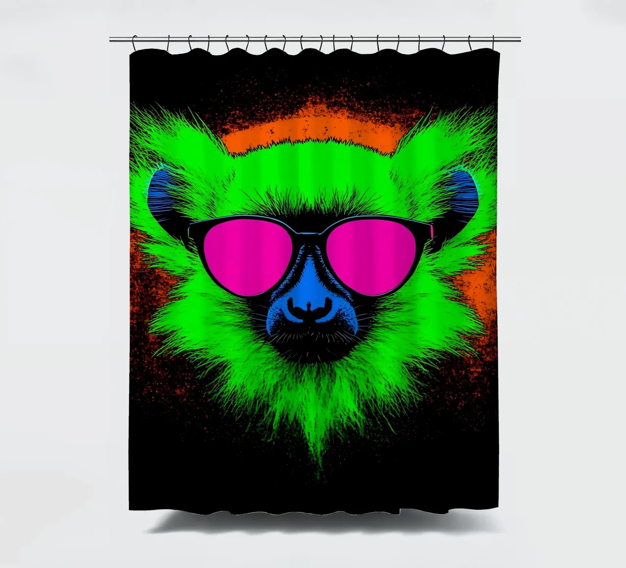 Scimmia con occhiali da sole - Pop Art tenda da doccia da ColorCrash Gallery