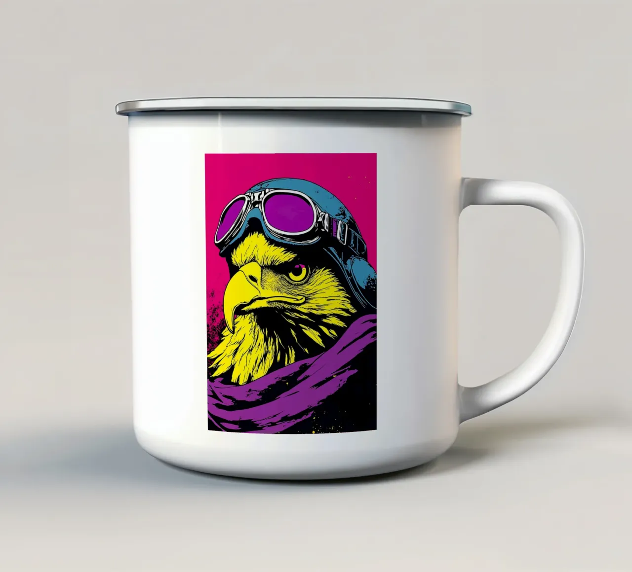 Aquila in occhiali - Pop Art tazza in smalto da ColorCrash Gallery