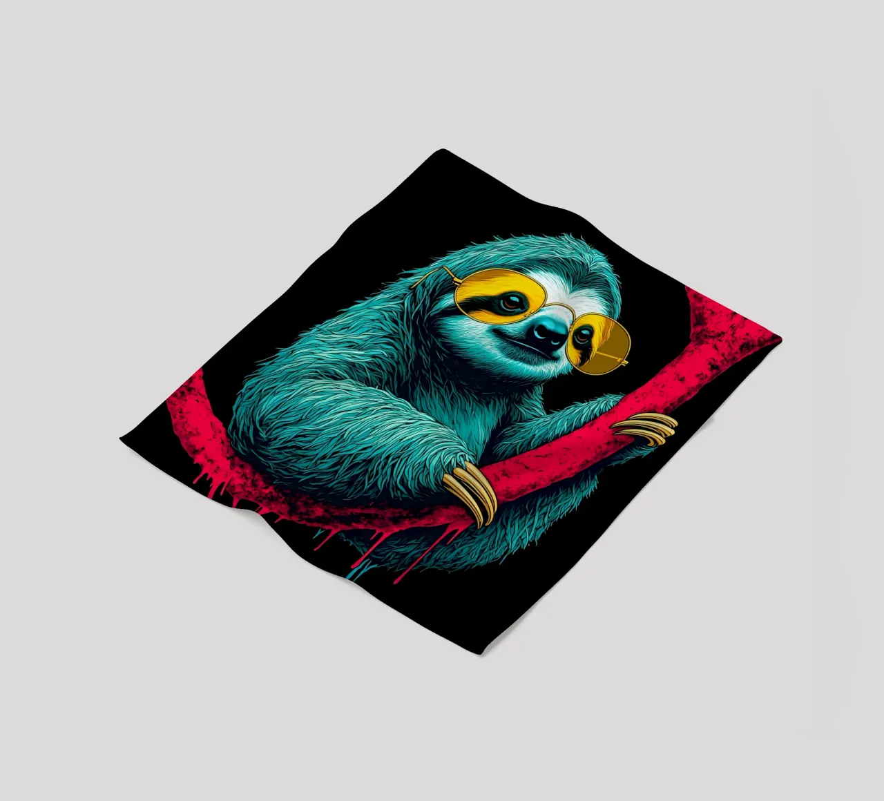 Bradipo con gli occhiali - Pop Art coperta in pile da ColorCrash Gallery