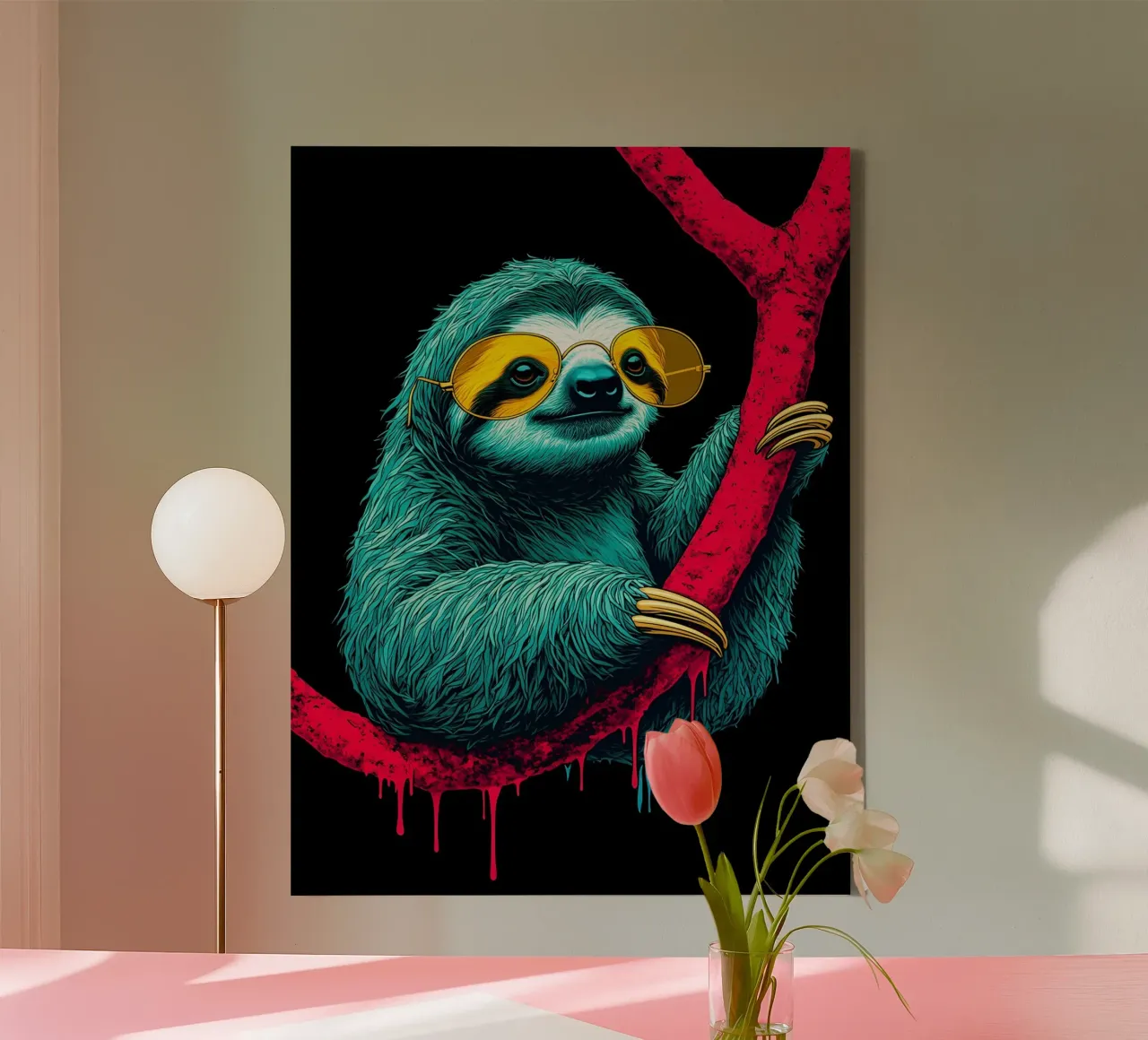 Bradipo con gli occhiali - Pop Art tela con Cornice a cassetta da ColorCrash Gallery