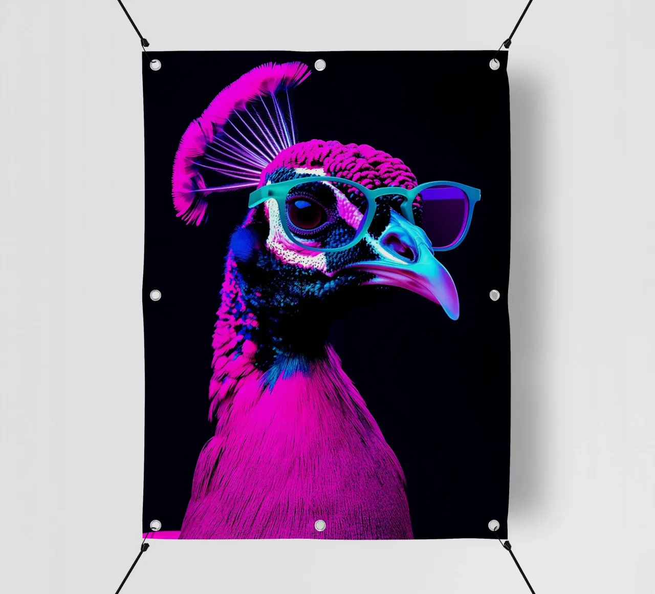 Pavone in occhiali - Pop Art telo in pvc da ColorCrash Gallery