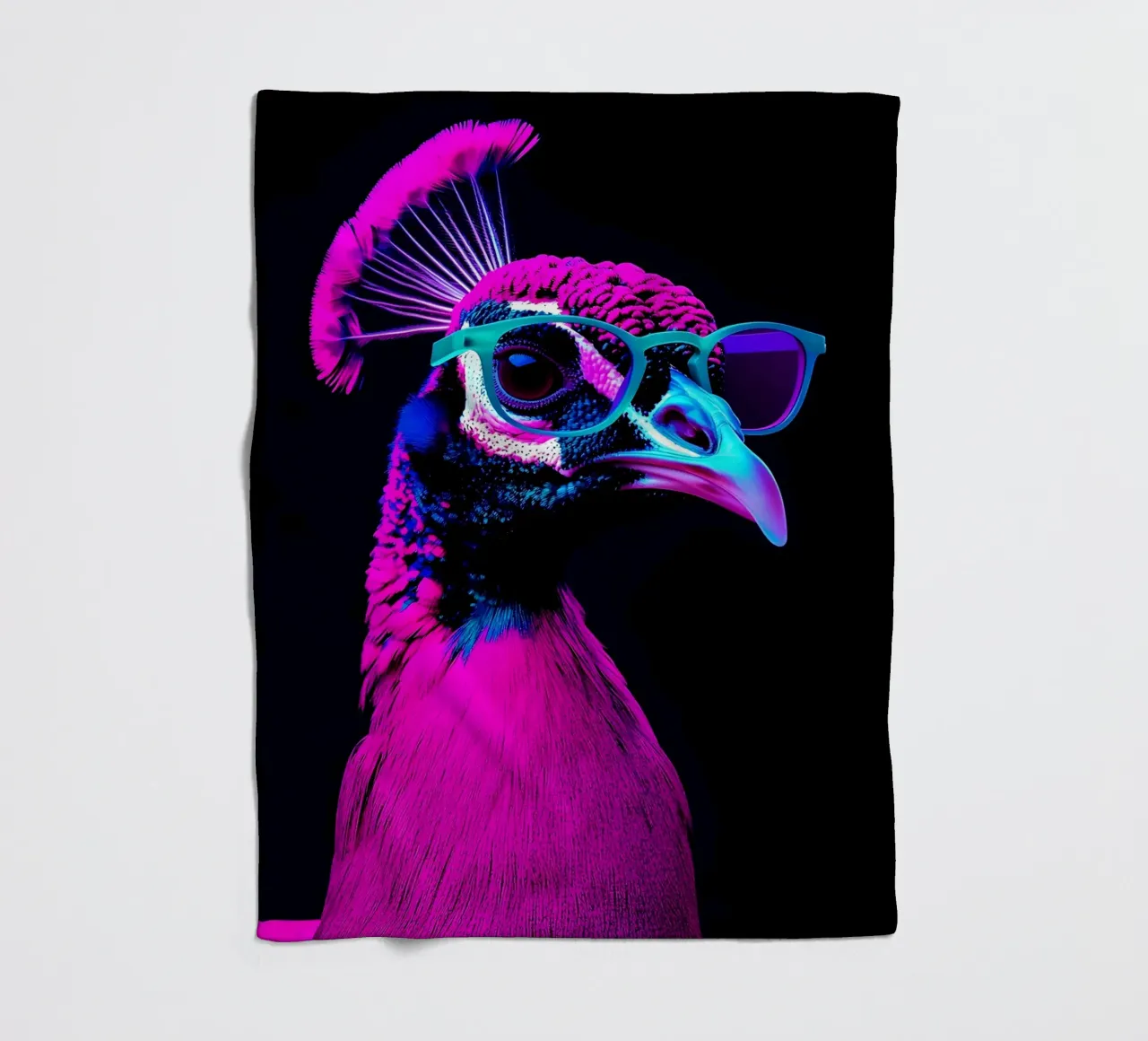 Pavone in occhiali - Pop Art coperta in pile da ColorCrash Gallery