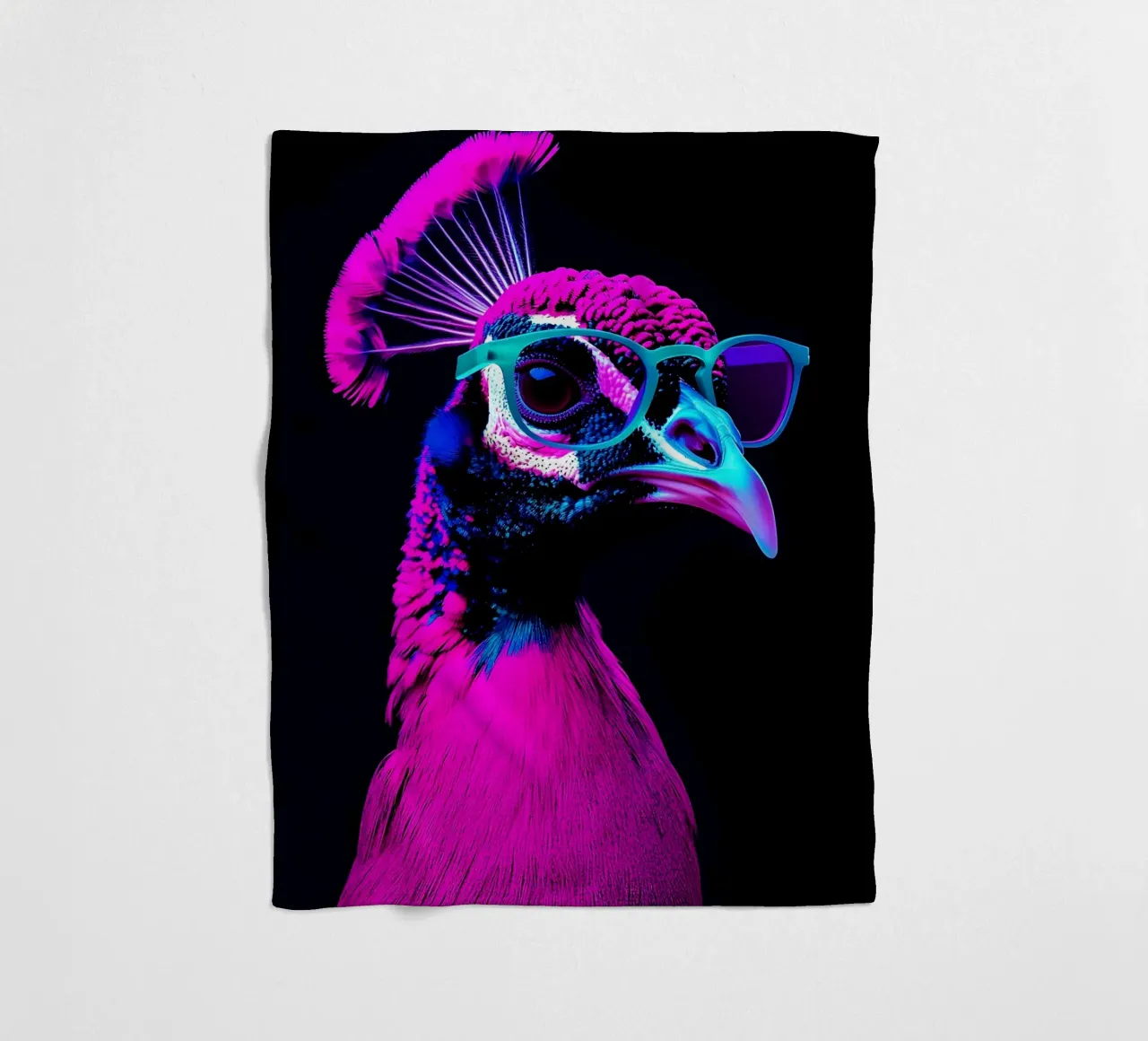 Pavone in occhiali - Pop Art coperta in pile da ColorCrash Gallery