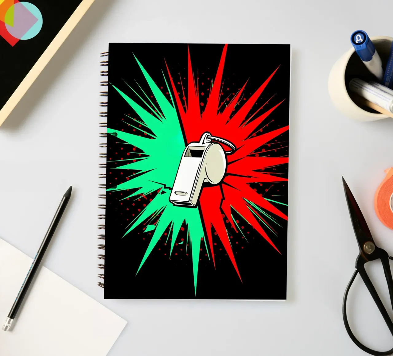 Whistle - Pop Art spiral notebook by ColorCrash Gallery