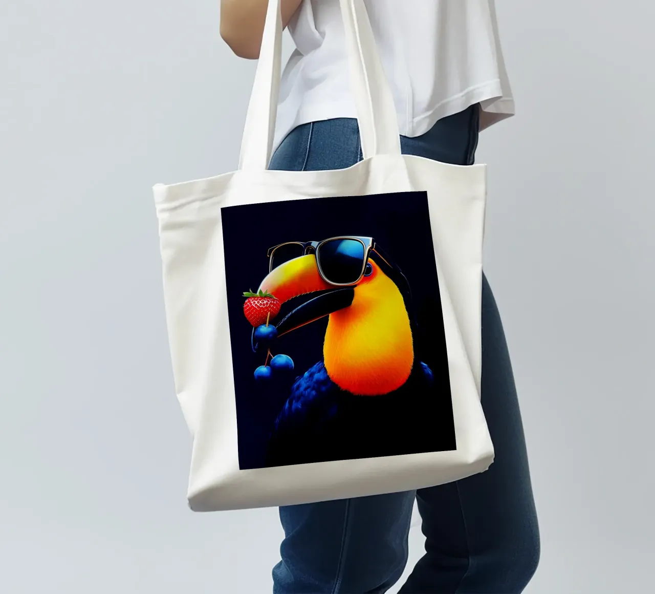 Tucano in occhiali - Pop Art borsa in juta da ColorCrash Gallery