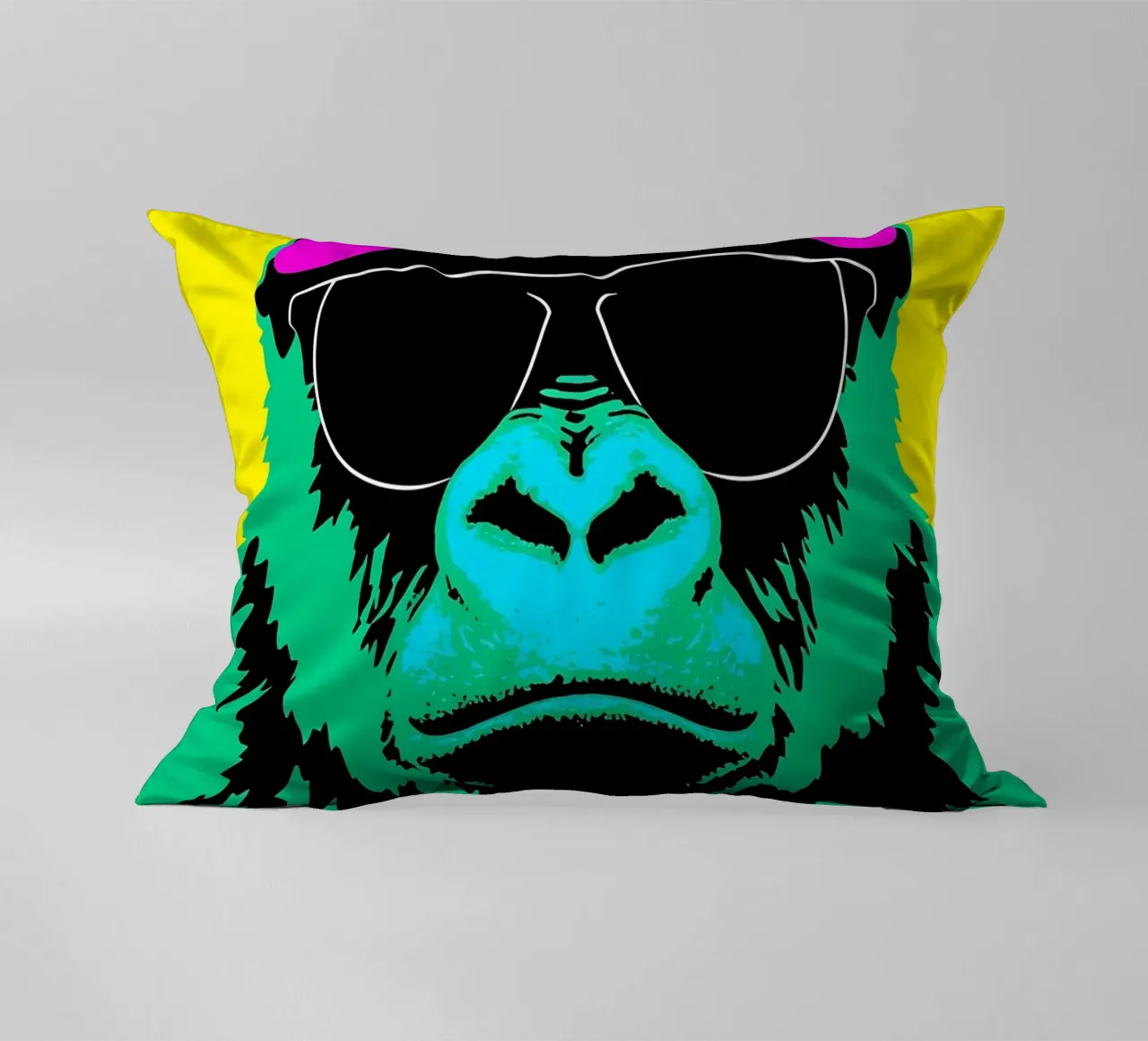 Gorilla In Glasses- Pop Art decorative cushion by ColorCrash Gallery