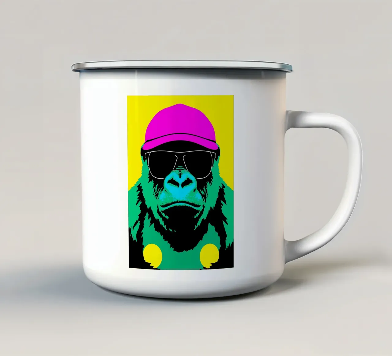 Gorilla con gli occhiali - Pop Art tazza in smalto da ColorCrash Gallery