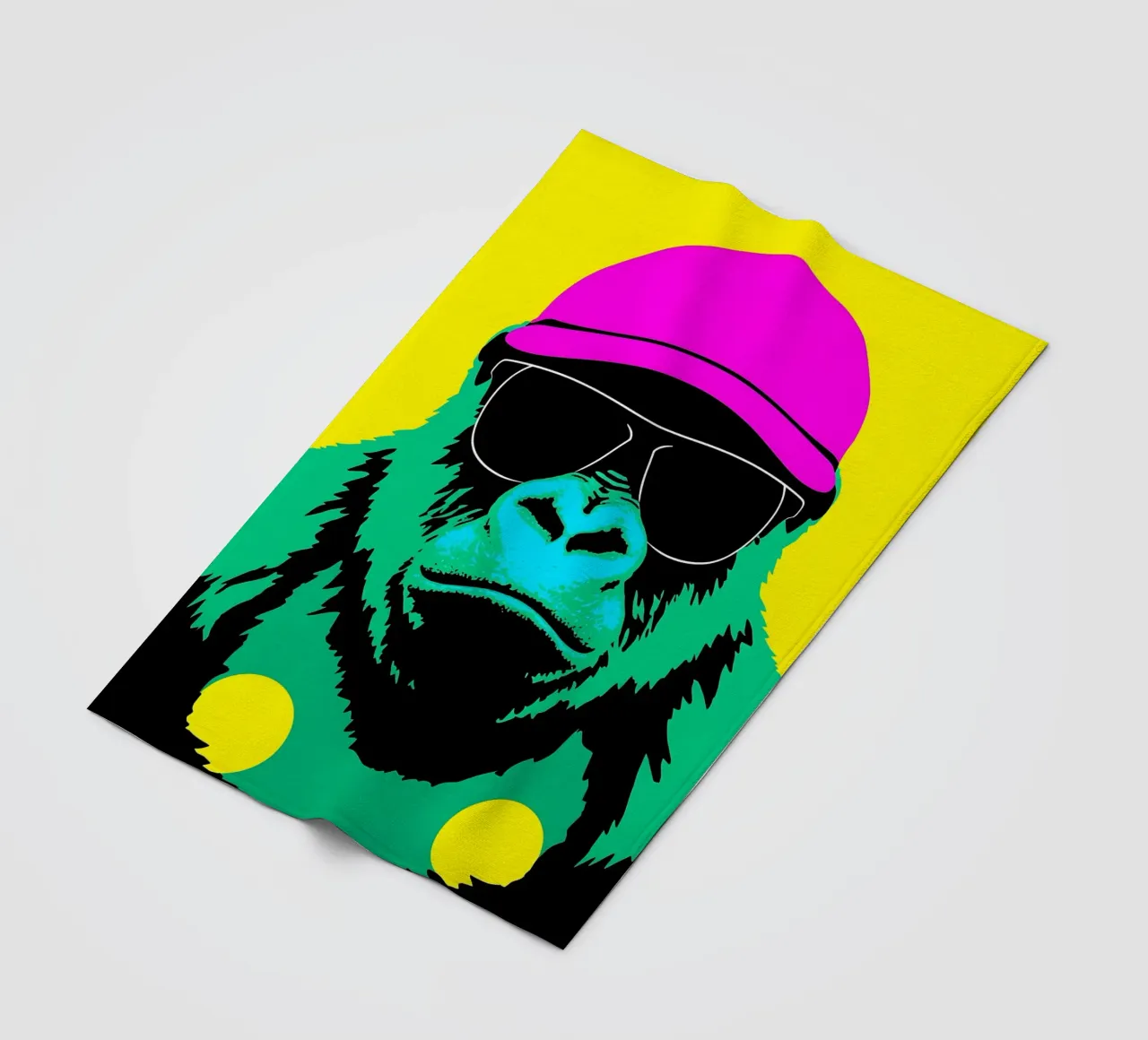 Gorilla In Glasses- Pop Art fleece blanket by ColorCrash Gallery