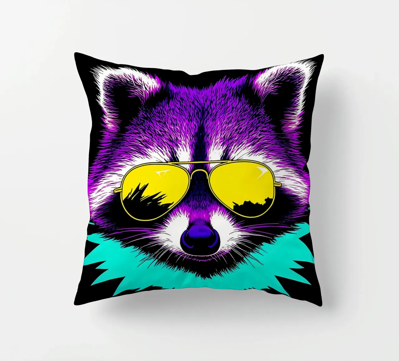 Procione con gli occhiali - Pop Art cuscino da ColorCrash Gallery