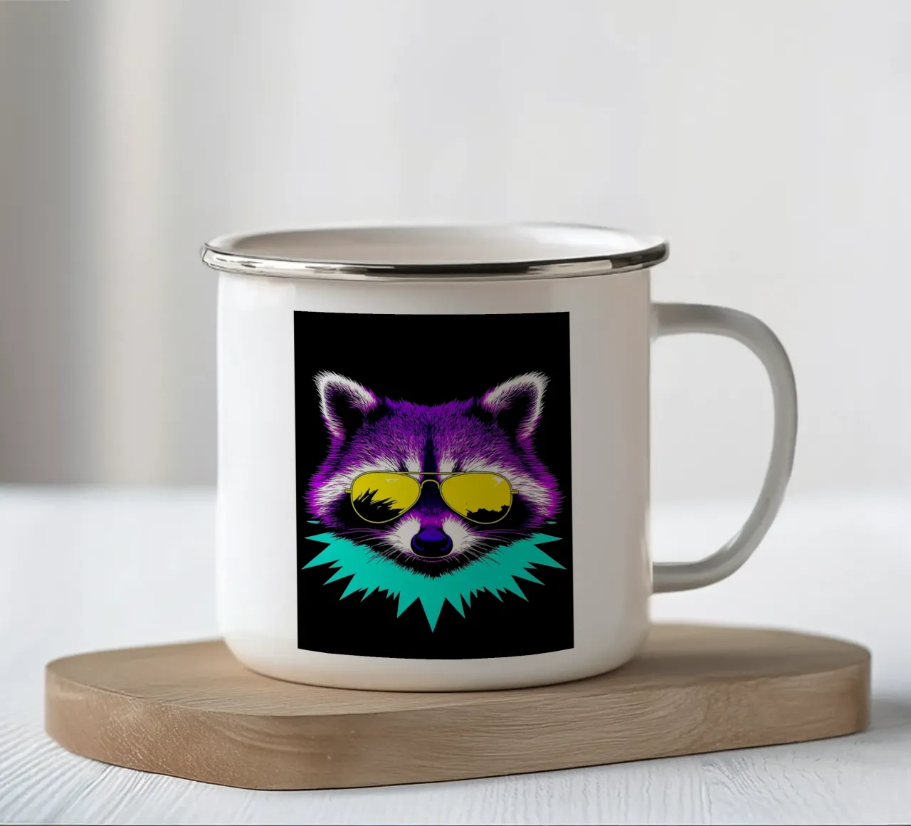 Procione con gli occhiali - Pop Art tazza in smalto da ColorCrash Gallery