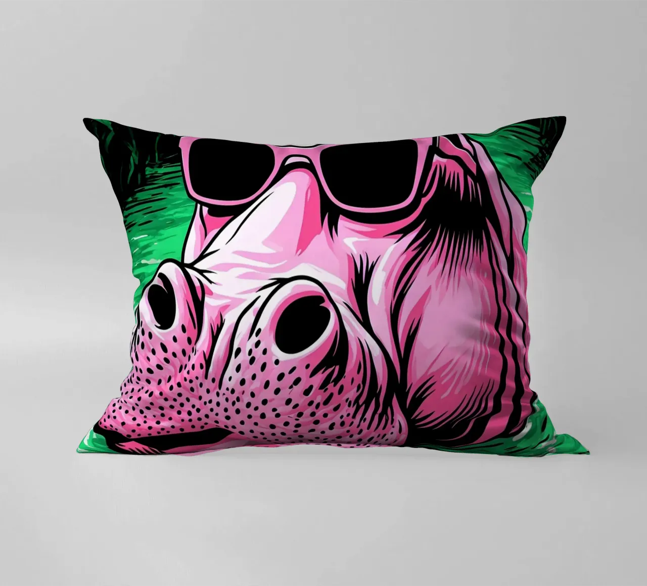 Ippopotamo in occhiali - Pop Art cuscino da ColorCrash Gallery