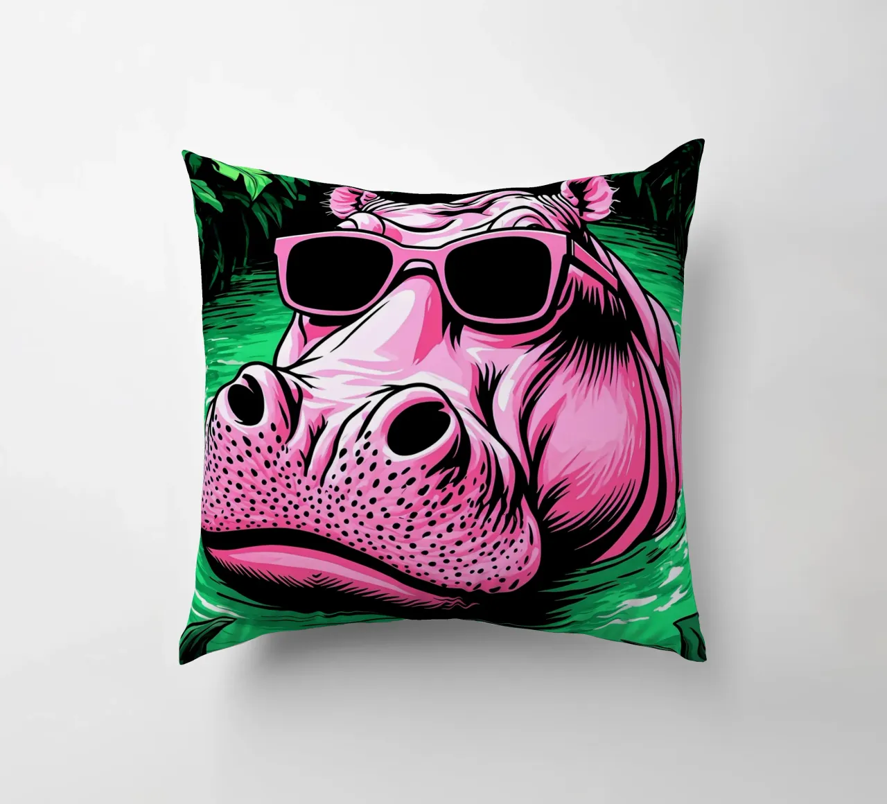 Ippopotamo in occhiali - Pop Art cuscino da ColorCrash Gallery