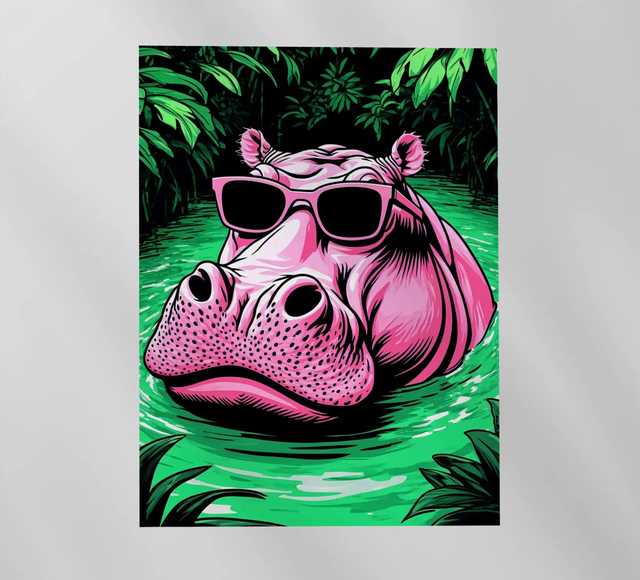 Ippopotamo in occhiali - Pop Art pellicola backlit da ColorCrash Gallery