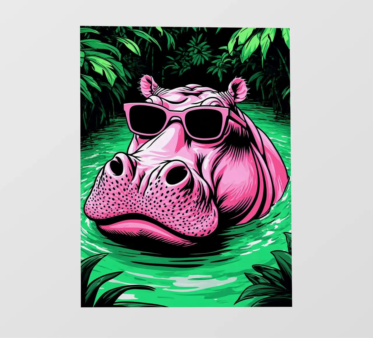 Ippopotamo in occhiali - Pop Art pellicola backlit da ColorCrash Gallery