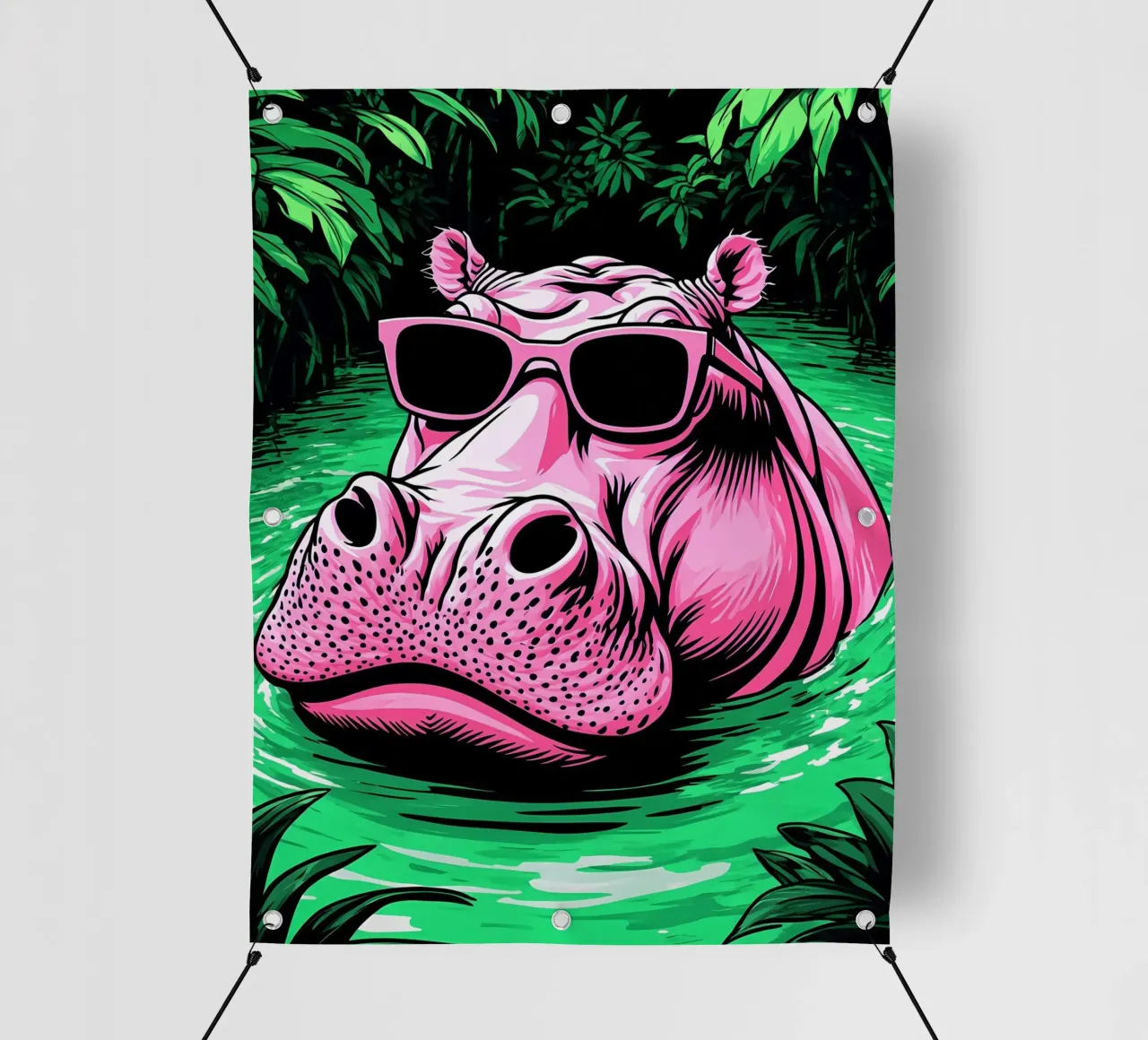 Ippopotamo in occhiali - Pop Art telo in pvc da ColorCrash Gallery