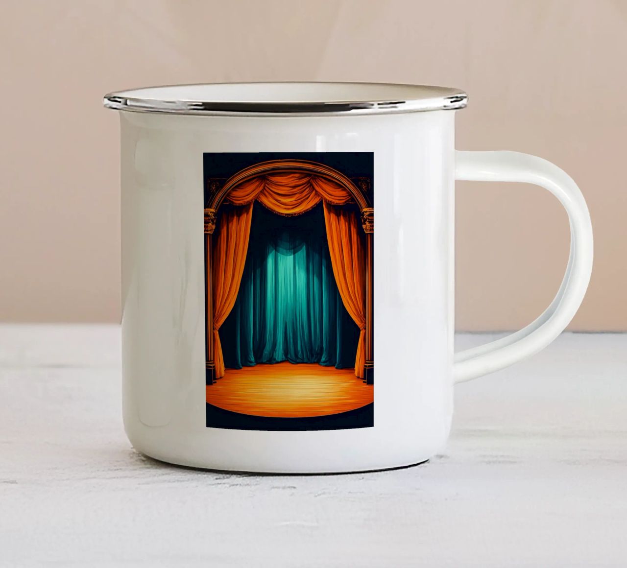 Teatro retrò - Pop Art tazza in smalto da ColorCrash Gallery