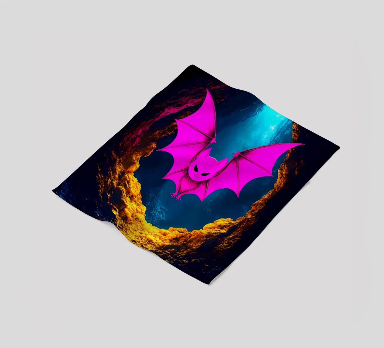 Fledermaus in Höhle - Pop Art Fleecedecke von ColorCrash Gallery