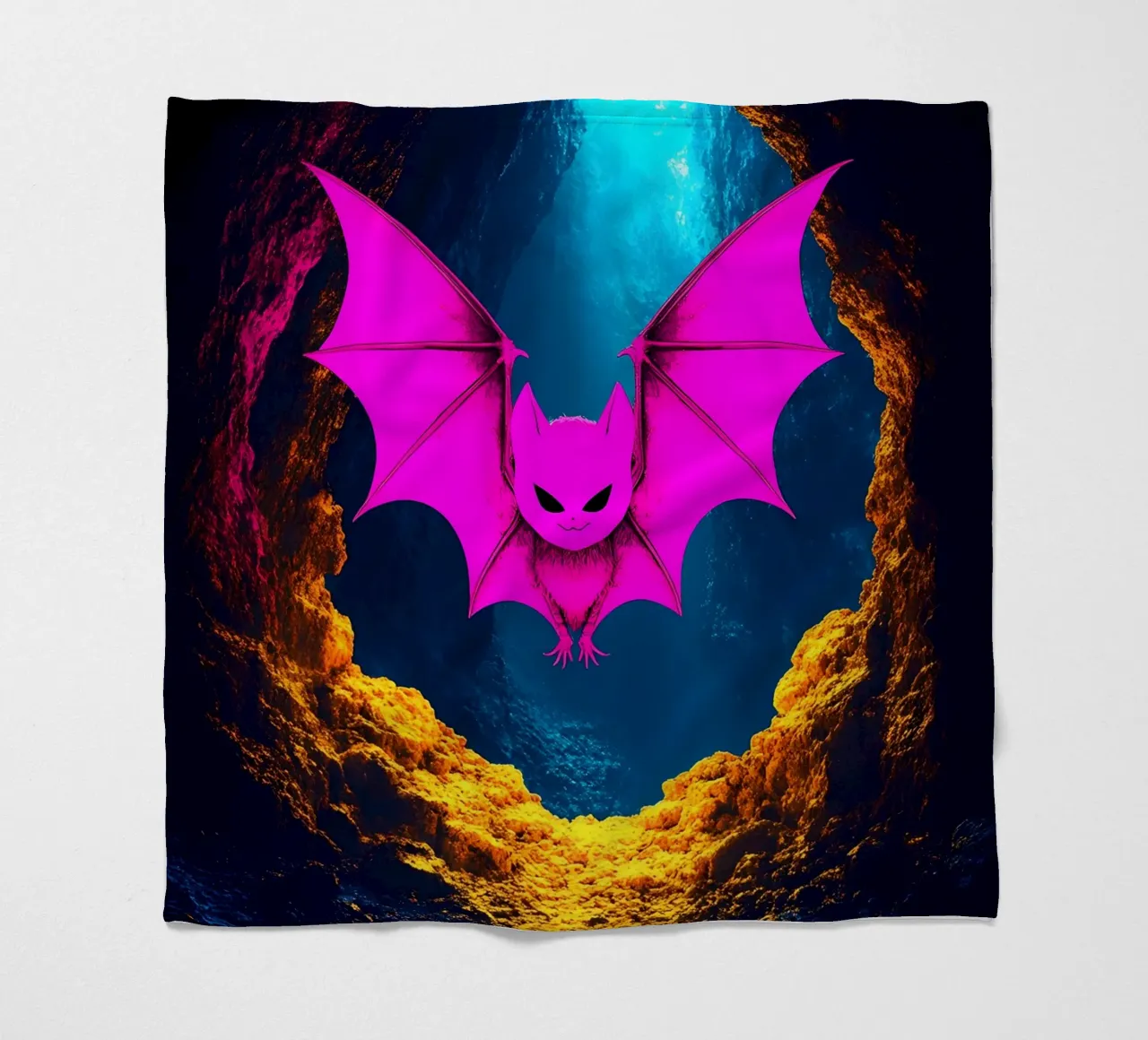Fledermaus in Höhle - Pop Art Fleecedecke von ColorCrash Gallery