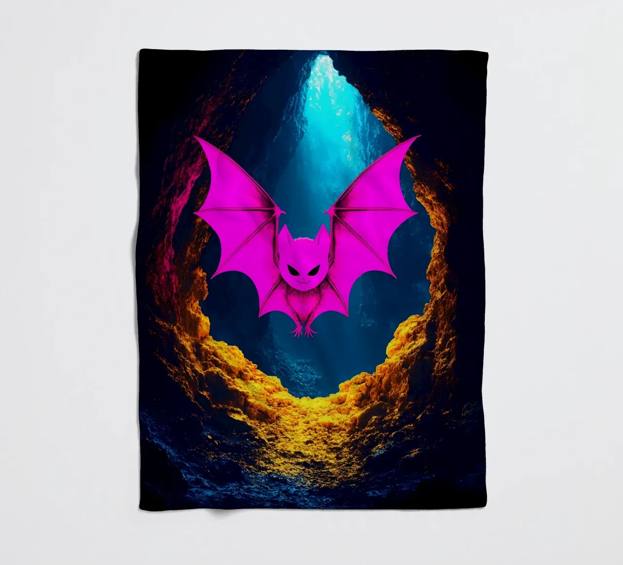 Fledermaus in Höhle - Pop Art Fleecedecke von ColorCrash Gallery
