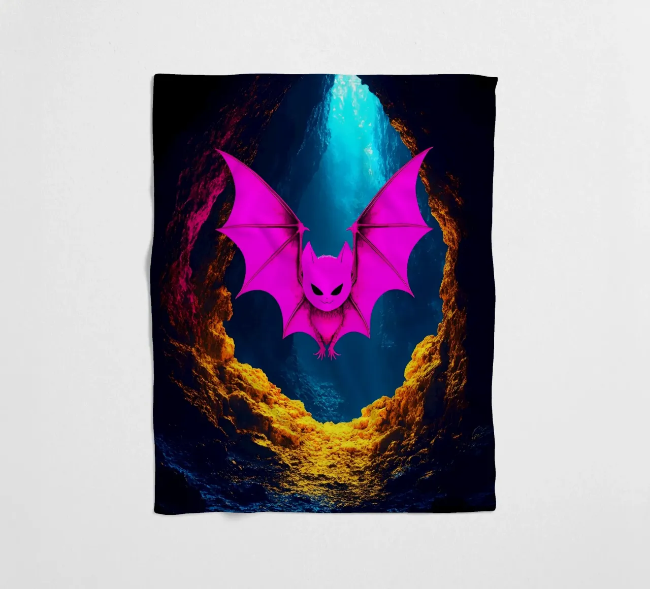 Fledermaus in Höhle - Pop Art Fleecedecke von ColorCrash Gallery