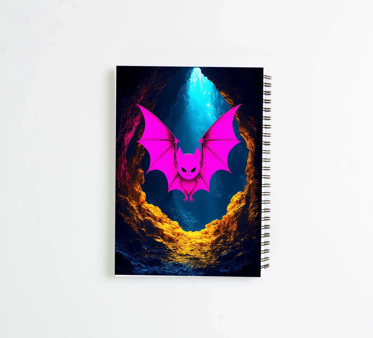 Bat In Cave - Pop Art spiral notebook by ColorCrash Gallery