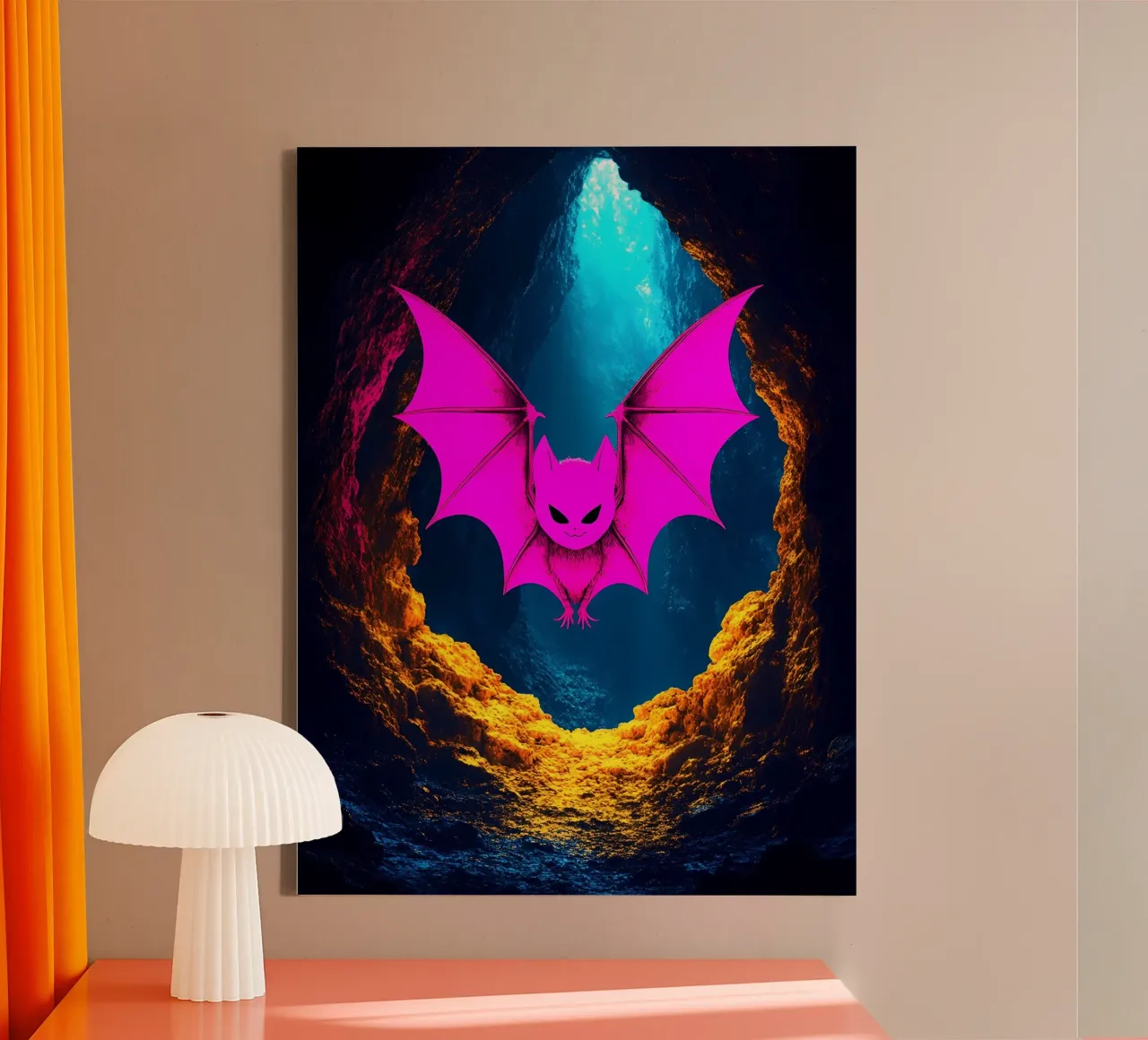 Fledermaus in Höhle - Pop Art Leinwand von ColorCrash Gallery