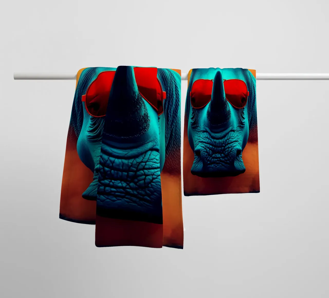 Rinoceronte in occhiali - Pop Art asciugamano da bagno da ColorCrash Gallery