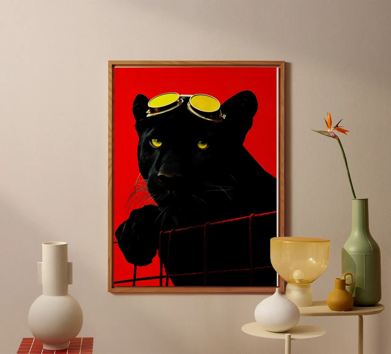 Pantera con gli occhiali - Pop Art alluminio dibond da ColorCrash Gallery