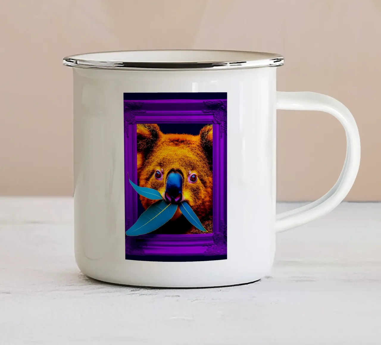 Koala in cornice - Pop Art tazza in smalto da ColorCrash Gallery