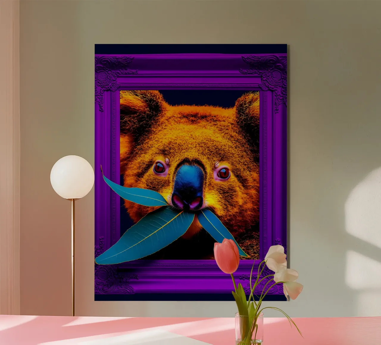 Koala in cornice - Pop Art alluminio dibond da ColorCrash Gallery