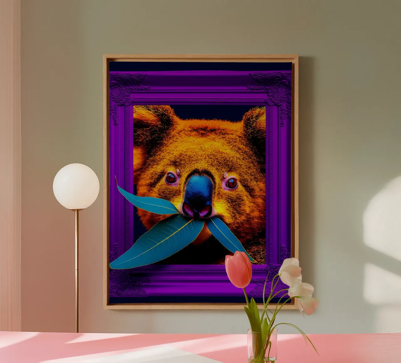 Koala In Frame - Pop Art canvas with Floater frame by ColorCrash Gallery