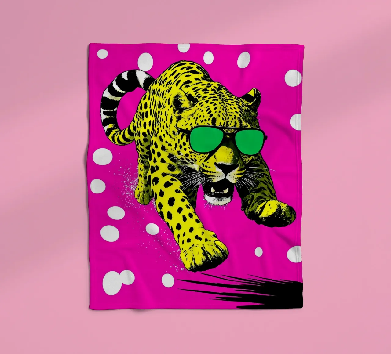 Leopardo in cornice - Pop Art coperta in pile da ColorCrash Gallery