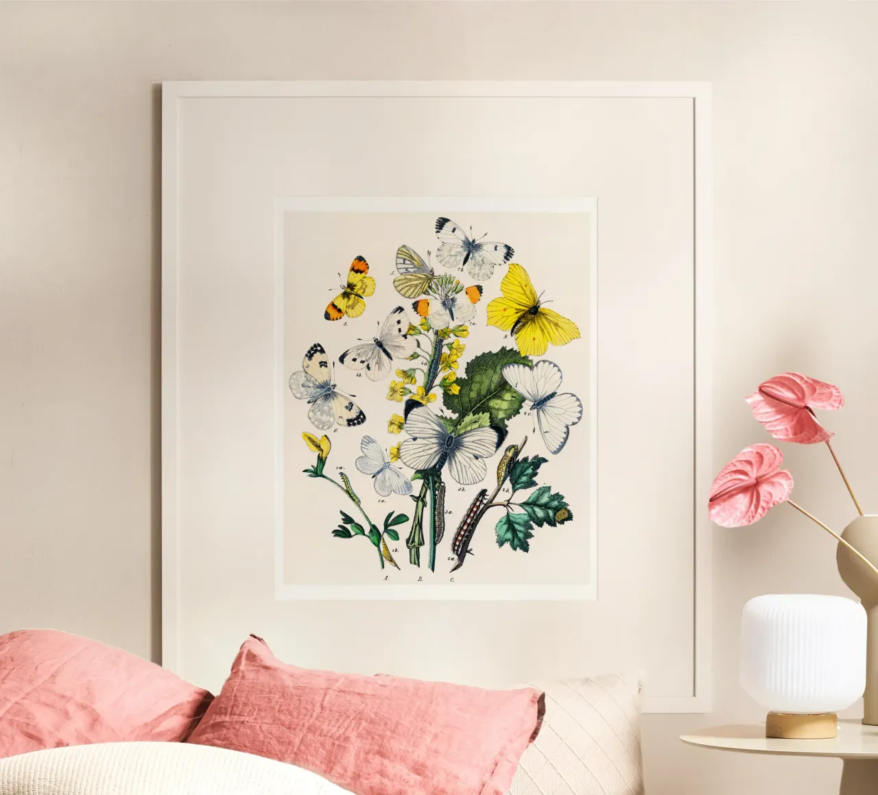 butterflies and flowers poster da Venus Art