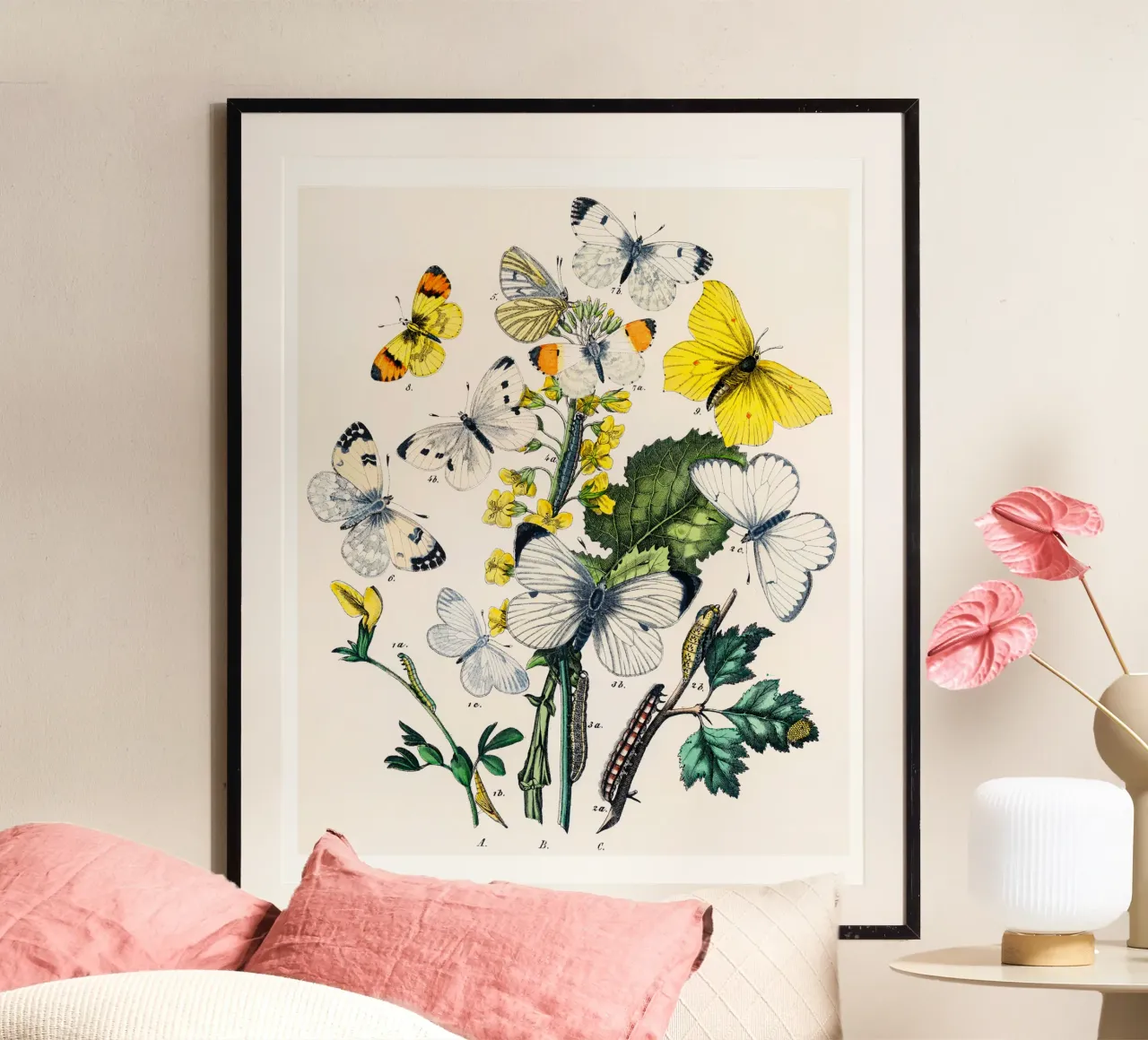 butterflies and flowers poster da Venus Art