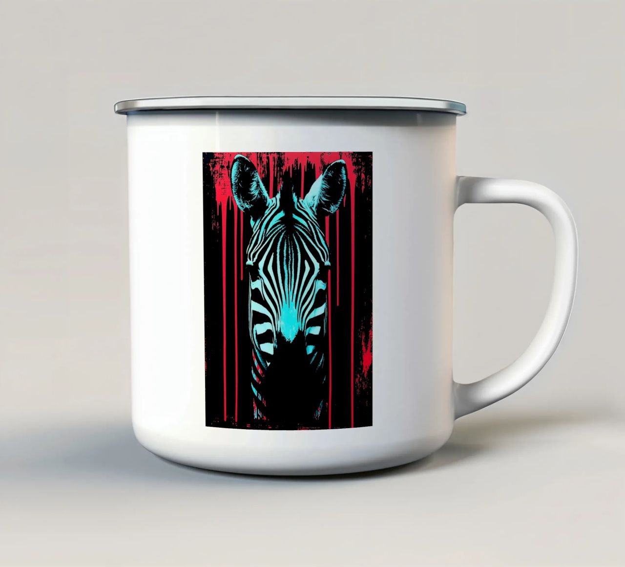 Zebra in cornice - Pop Art tazza in smalto da ColorCrash Gallery