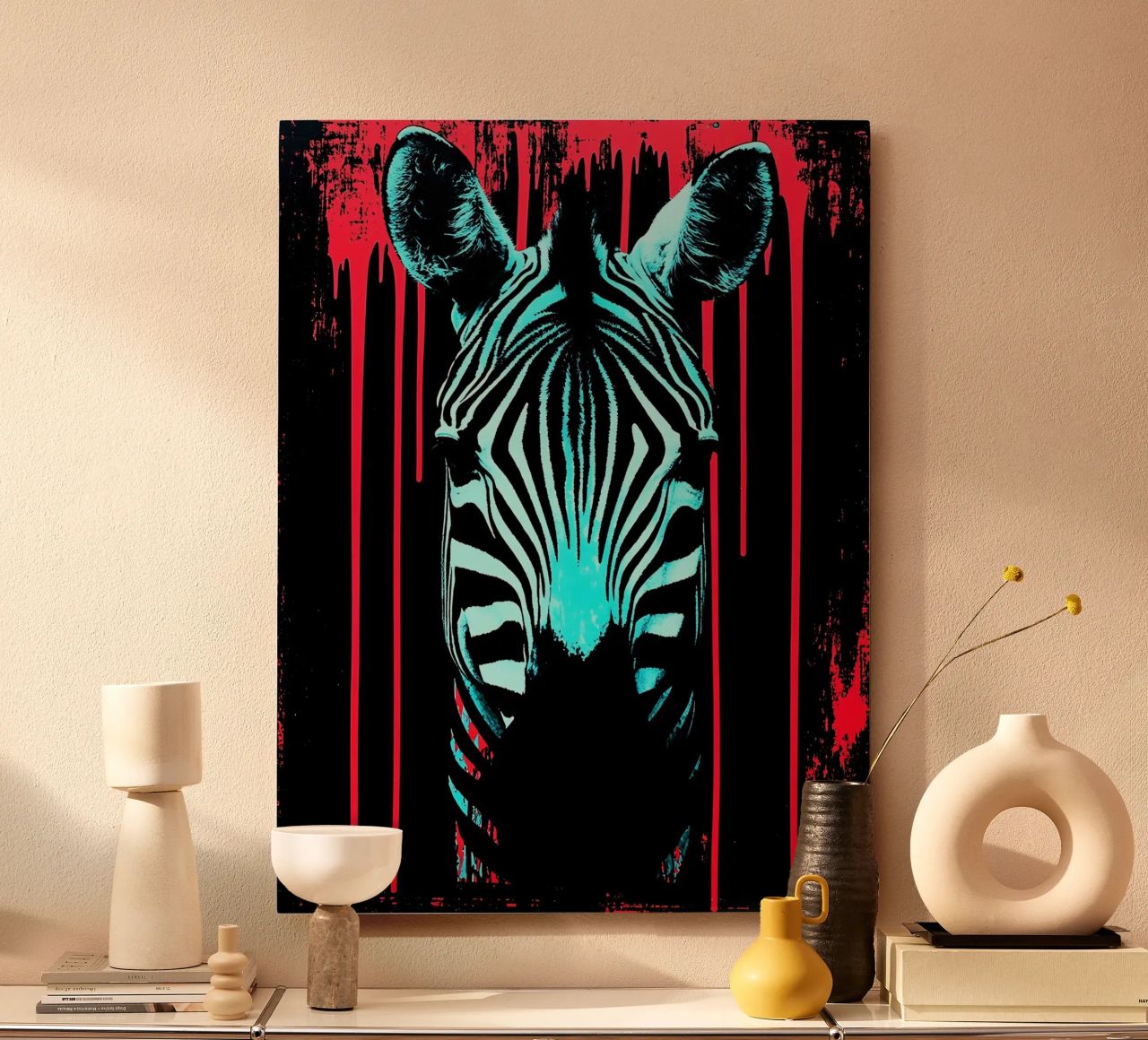 Zebra in cornice - Pop Art alluminio dibond da ColorCrash Gallery