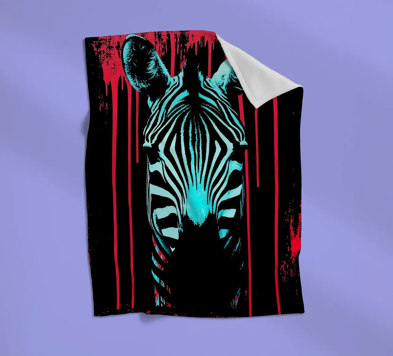Zebra in cornice - Pop Art coperta in pile da ColorCrash Gallery