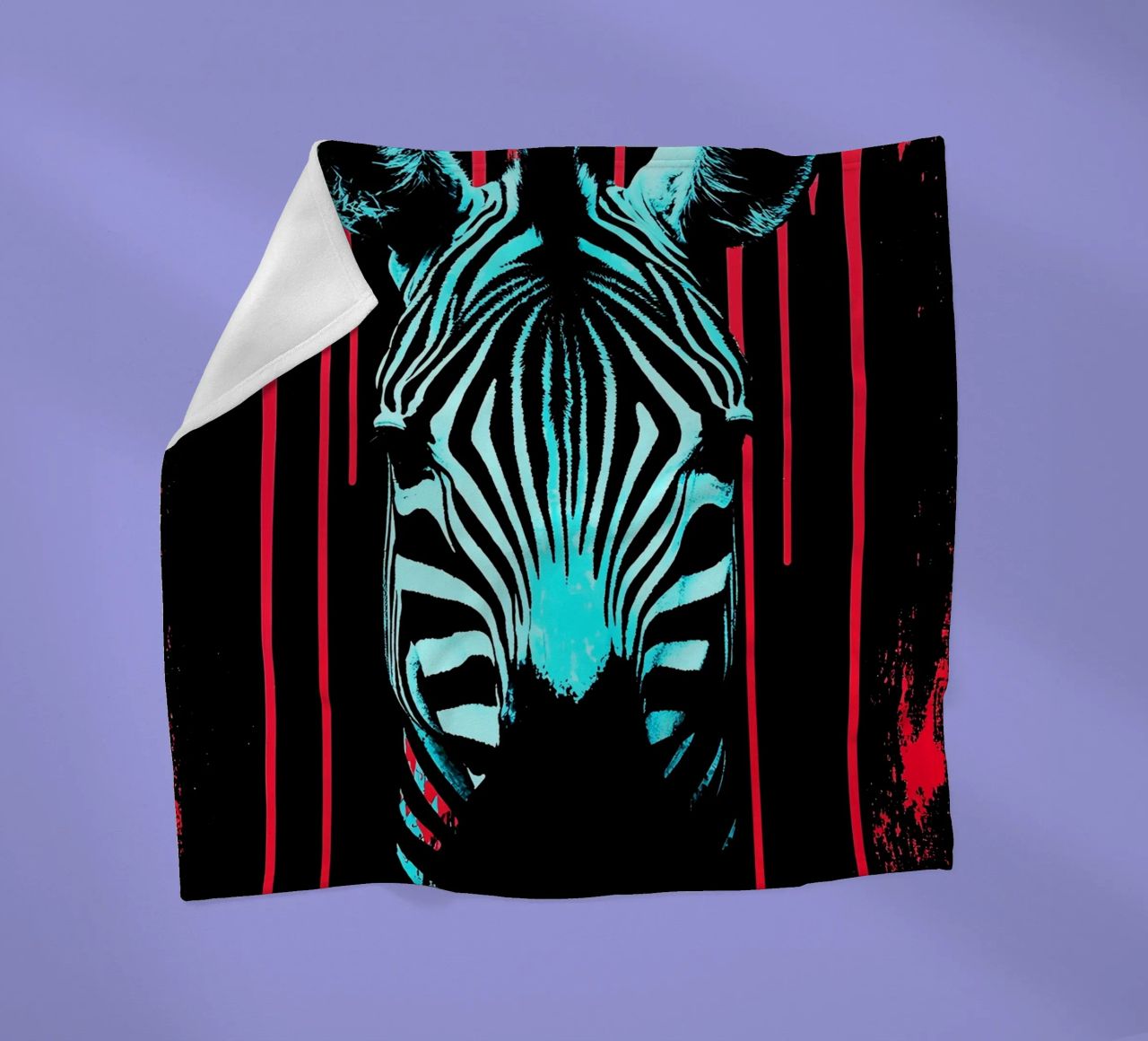 Zebra in cornice - Pop Art coperta in pile da ColorCrash Gallery