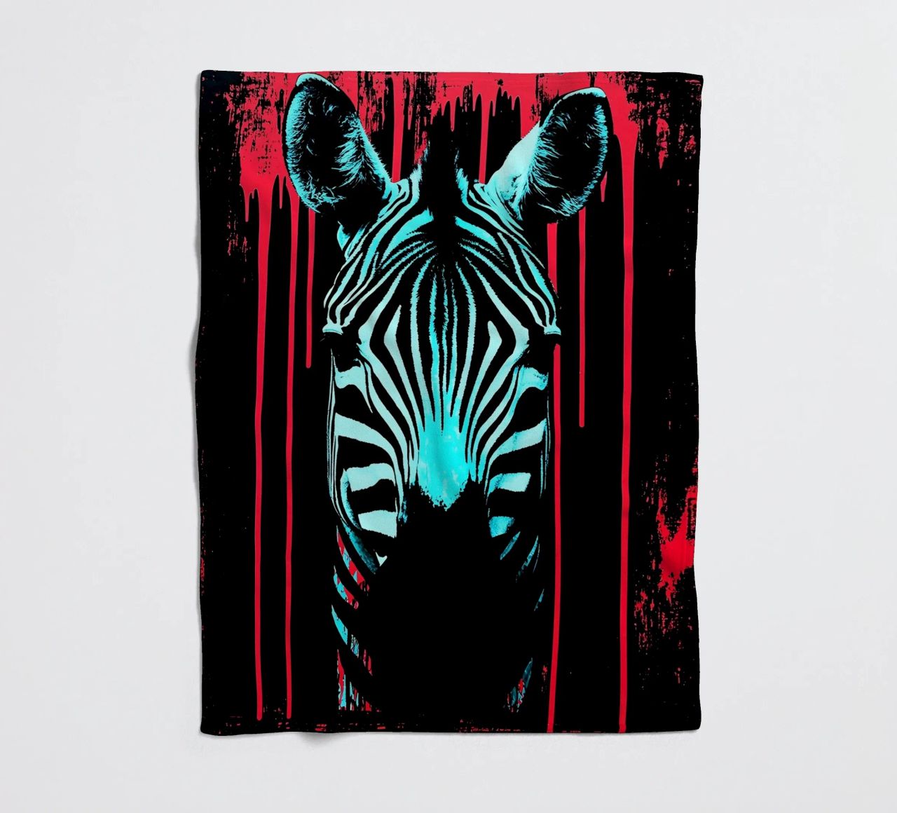 Zebra in cornice - Pop Art coperta in pile da ColorCrash Gallery