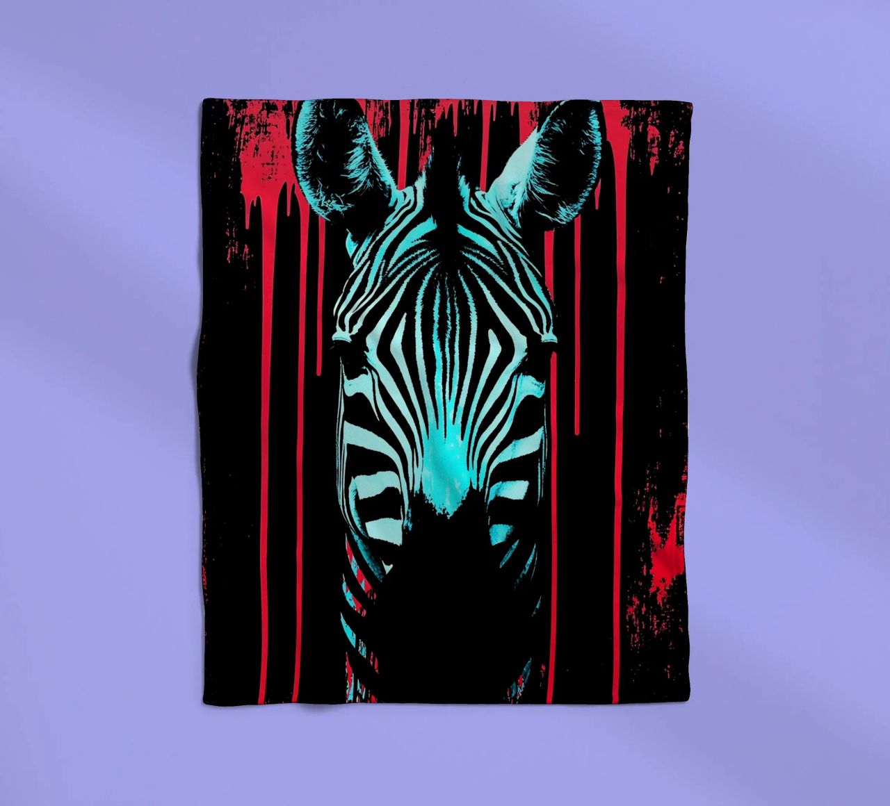 Zebra in cornice - Pop Art coperta in pile da ColorCrash Gallery