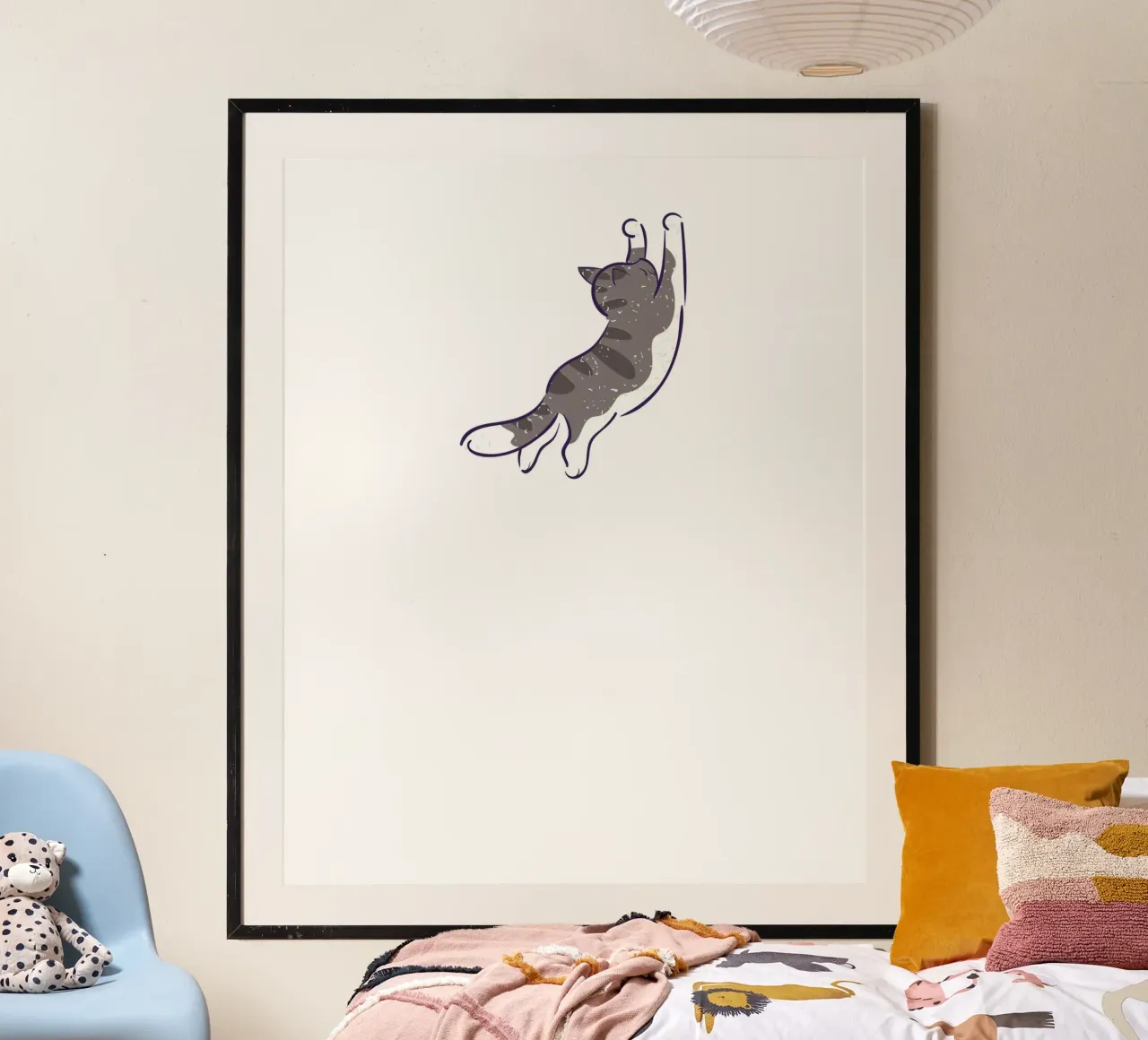 gatto carino poster con telaio in legno da khoailang