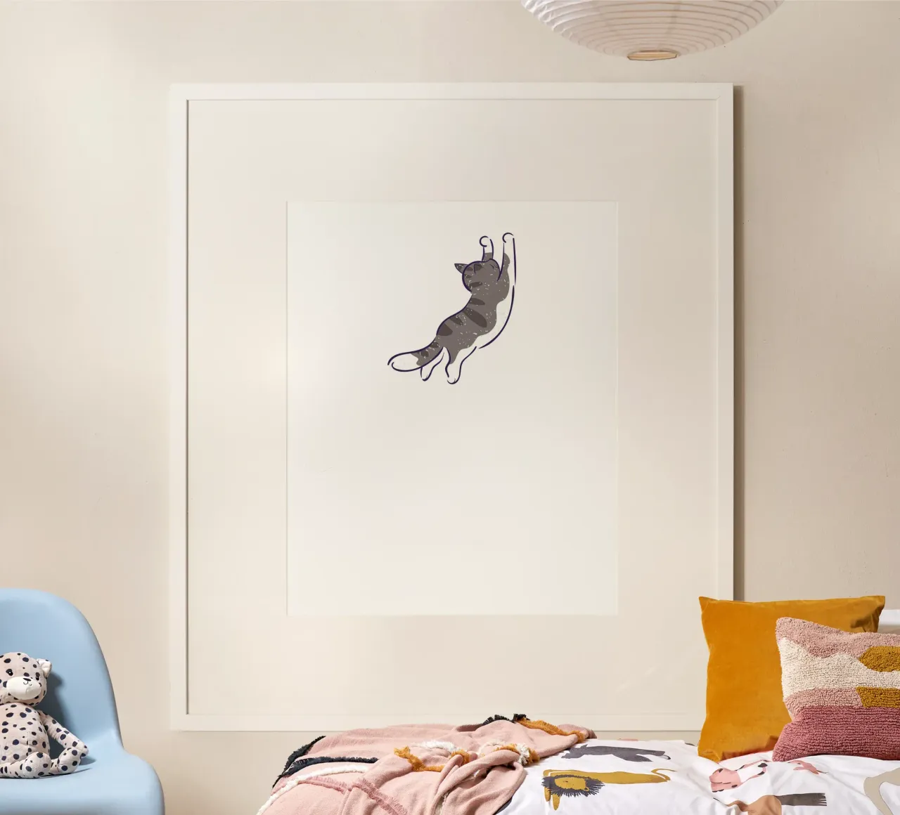 gatto carino poster con telaio in legno da khoailang