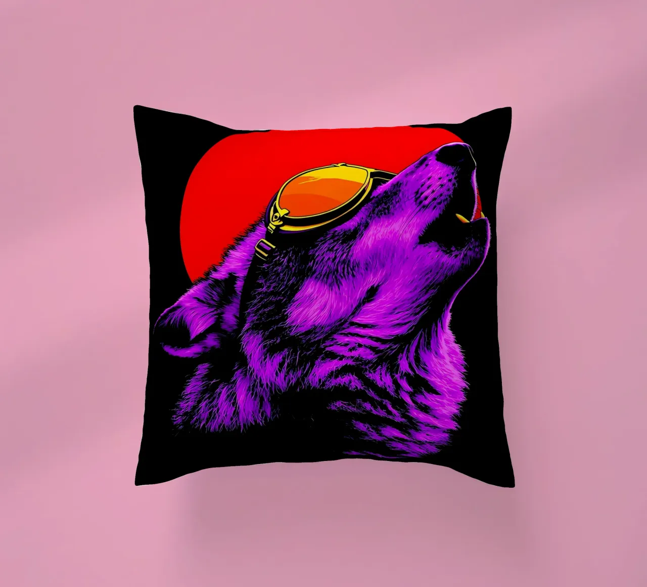 Lupo che ulula negli occhiali - Pop Art cuscino da ColorCrash Gallery