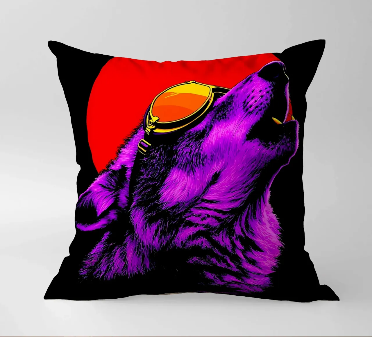 Lupo che ulula negli occhiali - Pop Art cuscino da ColorCrash Gallery