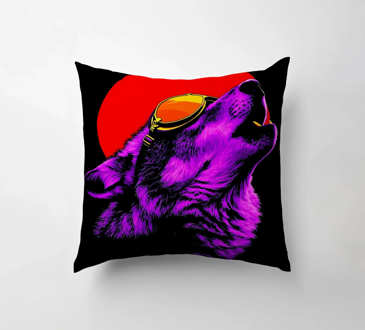 Lupo che ulula negli occhiali - Pop Art cuscino da ColorCrash Gallery
