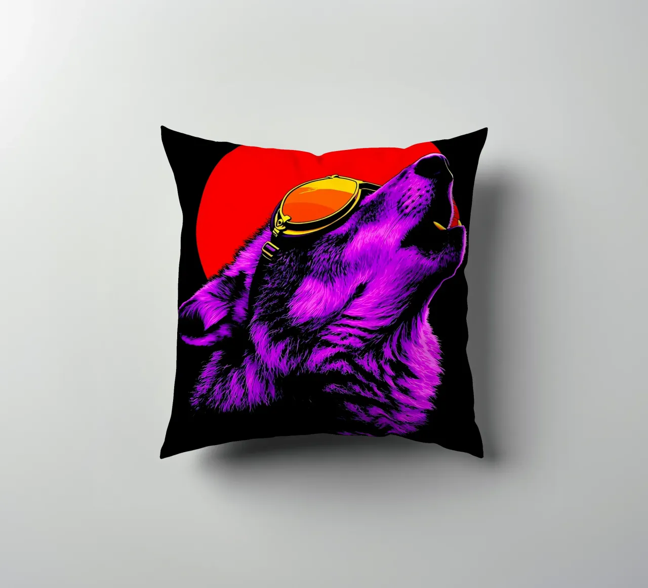Lupo che ulula negli occhiali - Pop Art cuscino da ColorCrash Gallery