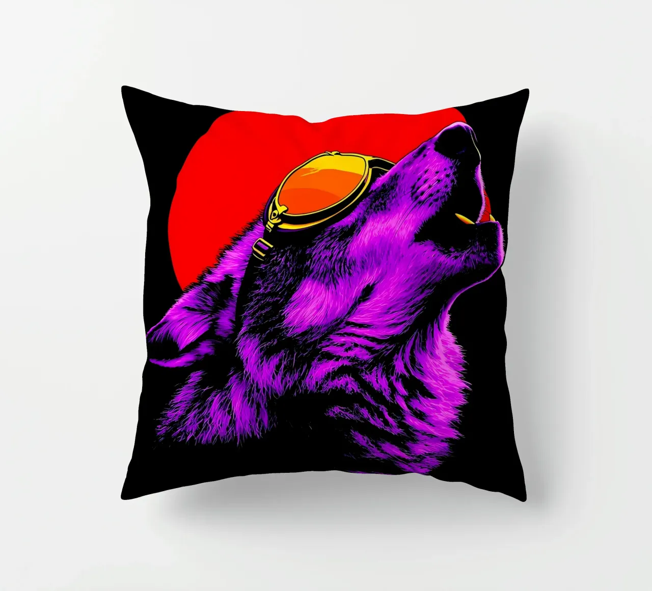 Lupo che ulula negli occhiali - Pop Art cuscino da ColorCrash Gallery