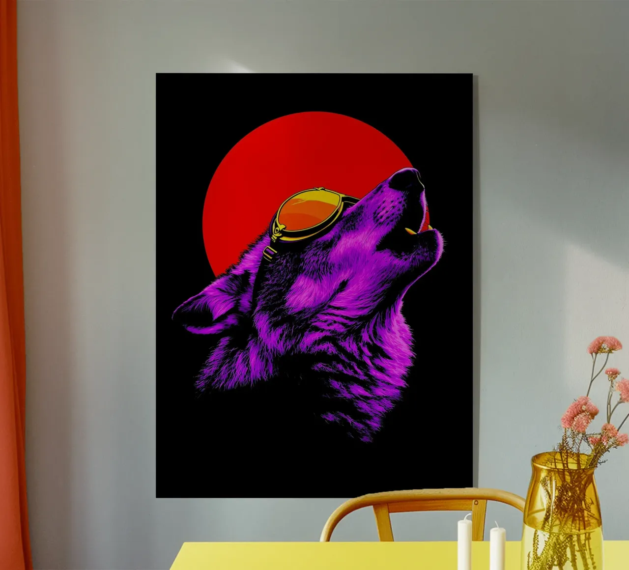 Lobo aullando con gafas - Pop Art metacrilato de ColorCrash Gallery