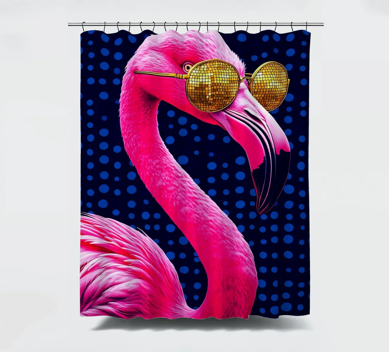 Flamingo mit Brille - Pop Art Duschvorhang von ColorCrash Gallery