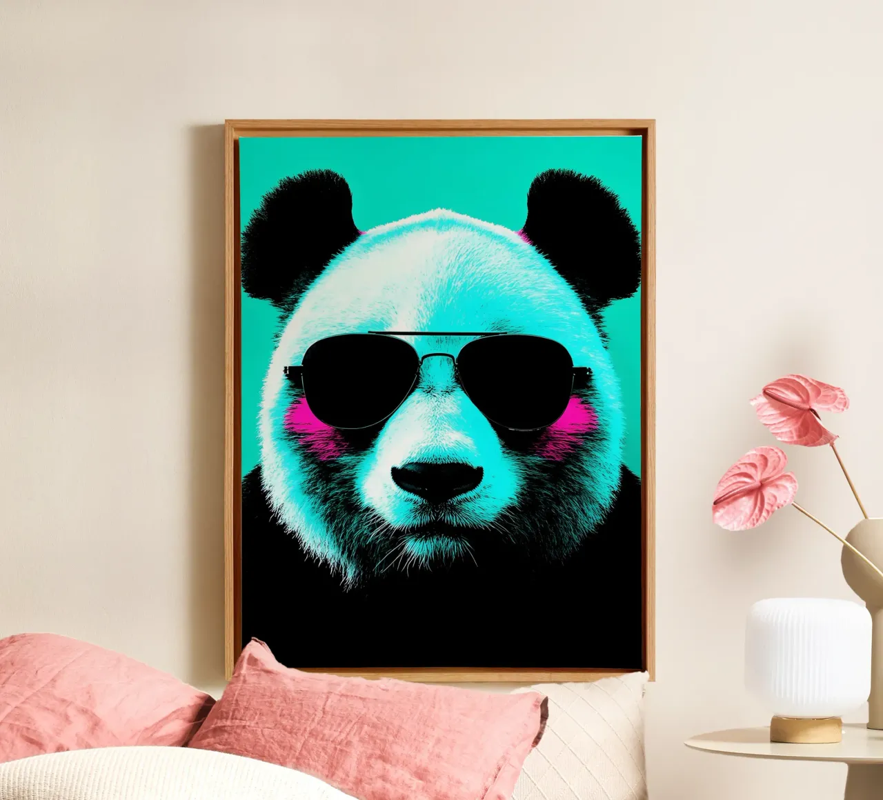 Panda in occhiali - Pop Art tela con Cornice a cassetta da ColorCrash Gallery